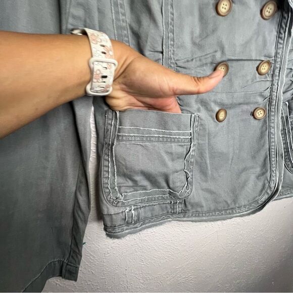 Sundance Khaki Green Gray Cotton Double Breast Blazer Women’s Jacket Sz M - Picture 8 of 11